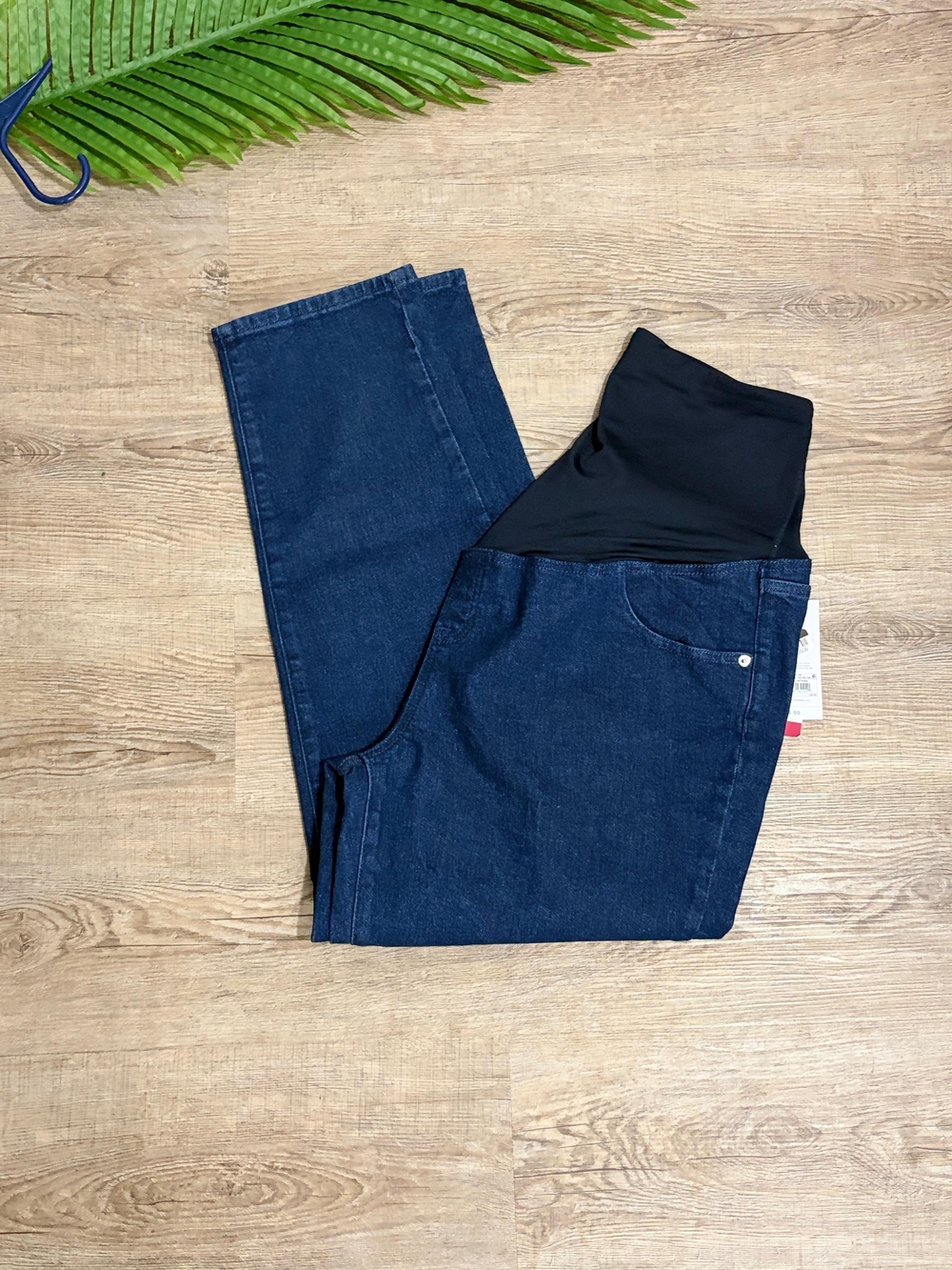 Isabel Maternity by Ingrid & Isabel Dark Blue Jeans with Black Belly Panel